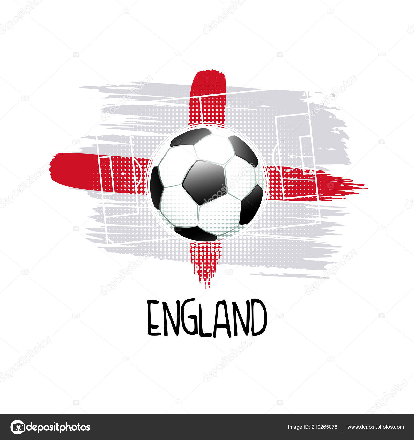 Scritta Parola Inghilterra Con Pallone Calcio Campo Calcio