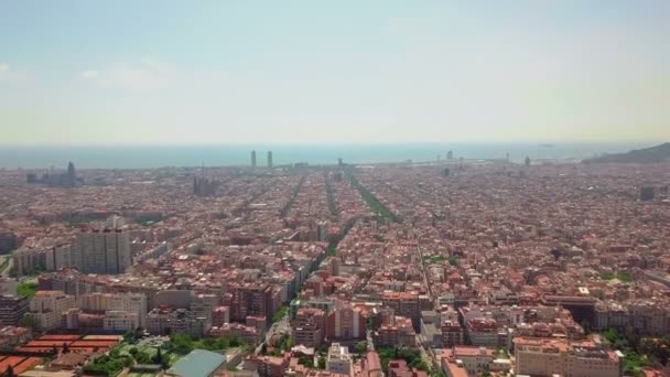 Sommar dag barcelona stadsbild antenn panorama Spanien — Stockvideo