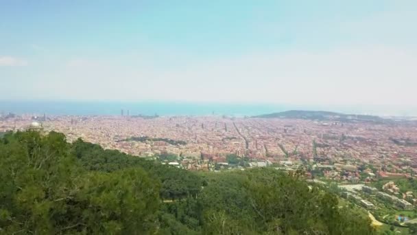 BARCELONA SPAINAIR view over Barcelona — стоковое видео
