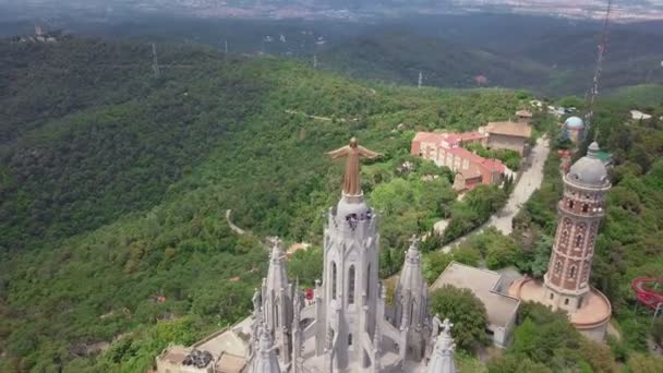 Panorama över Barcelona timelapse från berget Tibidabo. Katalonien, Spanien. — Stockvideo