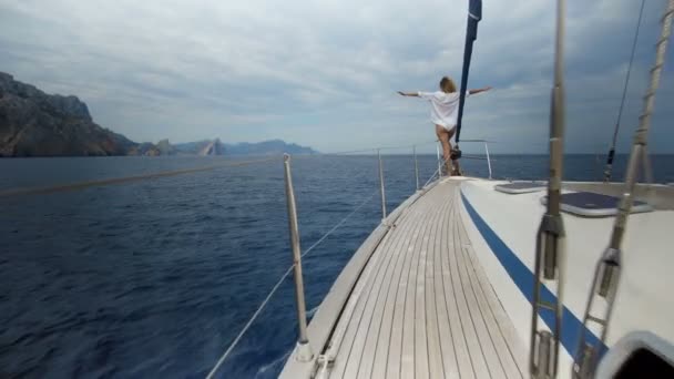 Estilo Vida Lujo Barco Vela Vida Sana Aire Libre Libertad — Vídeos de Stock