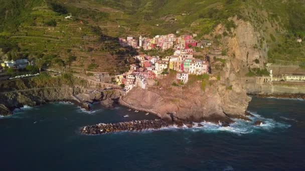 Αεροφωτογραφία του Manarola Cinque Terre, Ιταλία — Αρχείο Βίντεο