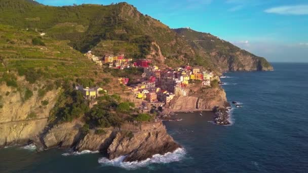 Letecký pohled na Cinque Terre, pět zemí — Stock video