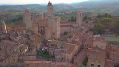 San Gimignano, İtalya hava görüntüleri. Toskana bölgesinde bulunan.