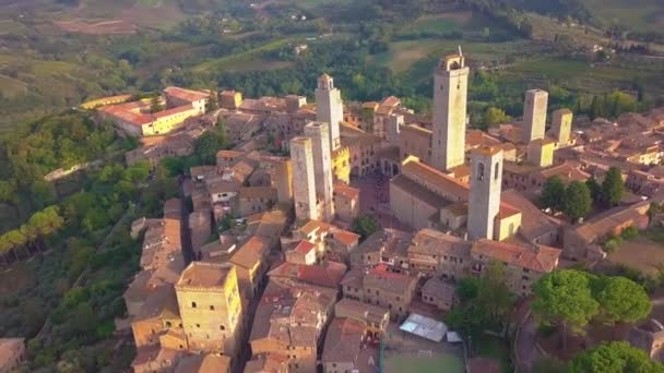 Solnedgång i San Gimignano, Toscana Italien — Stockvideo