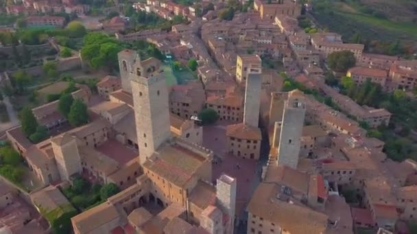 San Gimignano, Toskana İtalya günbatımı — Stok video