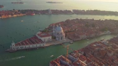 Havadan görünümü. Güzel manzarası günbatımı Venedik Grand Canal İtalya