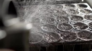 Su sulama sis Hydroponic sebze ekimi çiftliğinde.