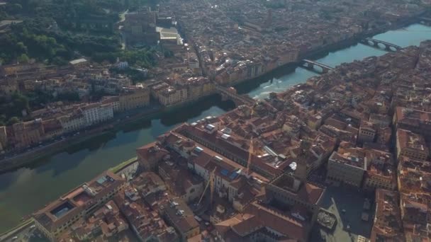 석양, 이탈리아 피렌체의 항공 파노라마 보기 — 비디오