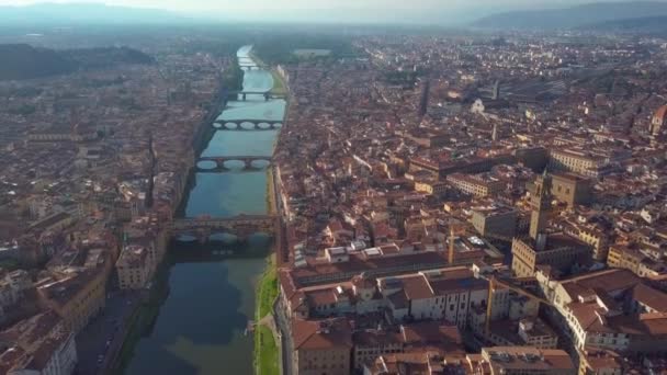 Gün batımında, İtalya Floransa hava panoramik manzaralı — Stok video