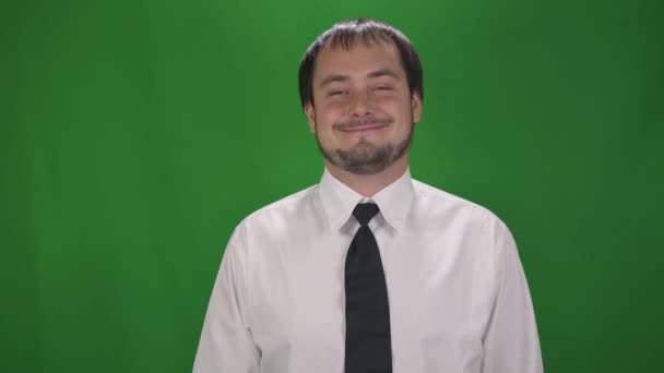 Businessman shows emotions. Green Screen — Stock Video