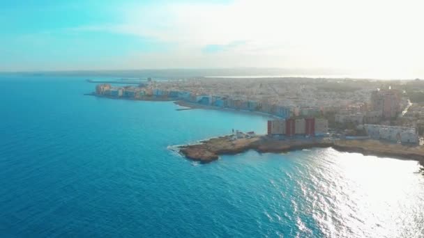 Aerial view of beach and coast, Costa blanca coast, — Stock Video