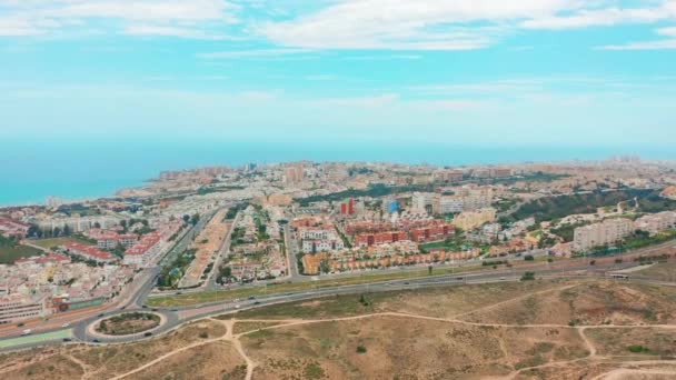 Aerial view. Torrevieja from the air, the coastline ana roofs — Stock Video