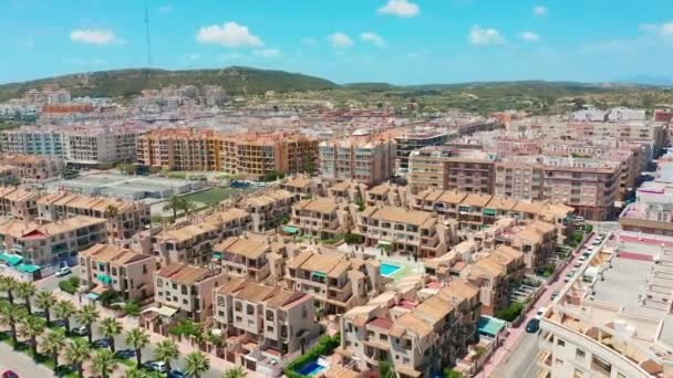 Aerial view. Costa blanco apartments near beach. — Stock Video