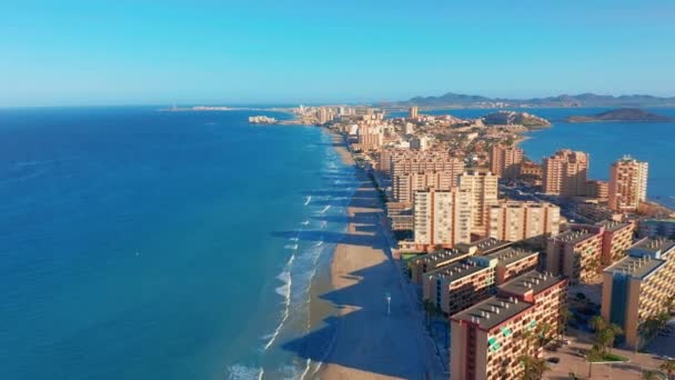 Widok z lotu ptaka. La Manga Peninsula Spain, Cartagena, Murcia. — Wideo stockowe
