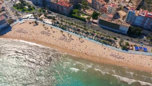 Vista aérea del castillo de Santa Bárbara en Alicante, España . — Vídeos de Stock