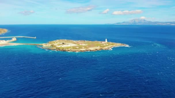 Schöne malerische Luftaufnahme der Stadt Tarifa, Spanien. — Stockvideo