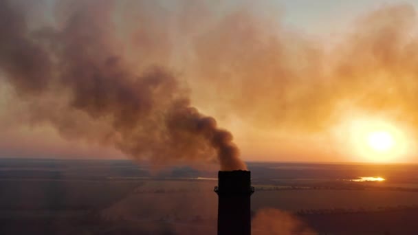 Dumanlı borular: endüstriyel üretim, tesis. Yoğun duman endüstriyel borulardan geliyor. Sigara bacası. — Stok video