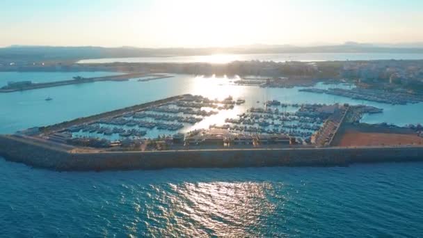 Vista aérea marina com barcos à vela . — Vídeo de Stock