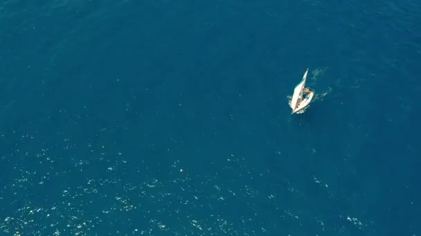 Vista aérea. Hermosa vista de vela de yate en mar abierto . — Vídeos de Stock