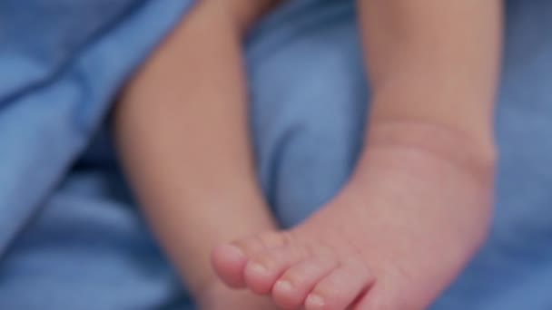 Nogi noworodka. Maleńkie noworodki. Zbliżenie. — Wideo stockowe