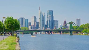 Panorama of Frankfurt am Main, skyline new skyscrapers urban. Financial capital of Germany.