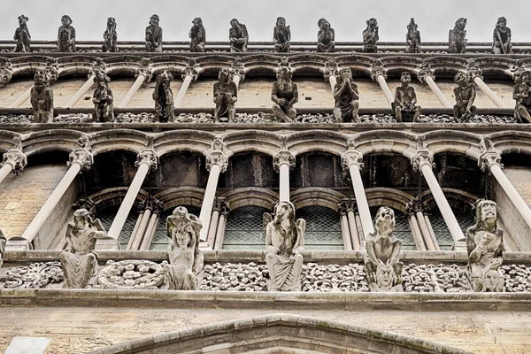 Front Facade Notre Dame Cathedral Dijon France Lined Different Gargoyles — Stock Photo, Image