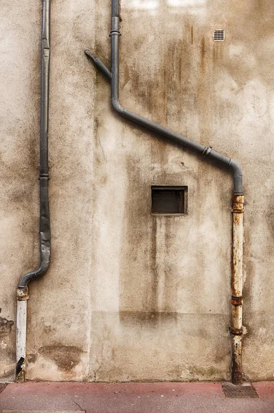 Two Lead Drainpipes Snake Wall Town Beaune Center Burgundy Region — Stock Photo, Image