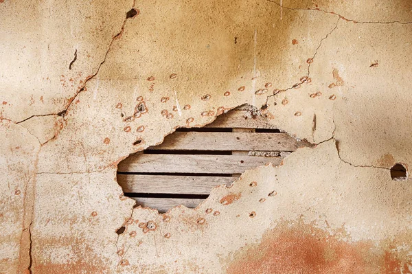 Section Wall Cracked Plaster Old Schoolhouse Ghost Town Govan Washington — Stock Photo, Image