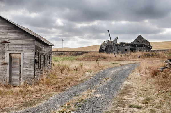 Une Vieille Grange Effondre Bout Route Sur Une Propriété Dans — Photo