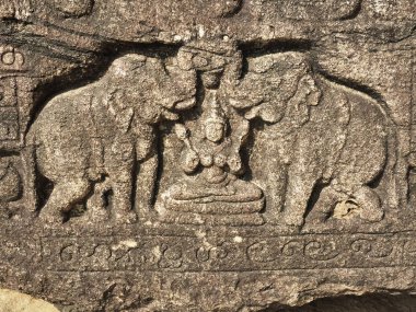 Bir arka plan detay Gal Potha veya Polonnaruwa antik şehir Sri Lanka bir srhine parçası olan taş kitabı.