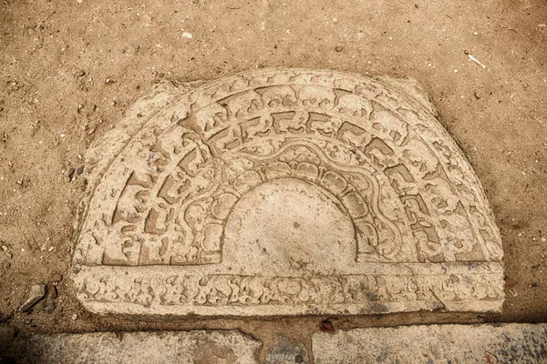 Stone Door Step Carvings Elephants Other Animals Ground King Audience — Stock Photo, Image