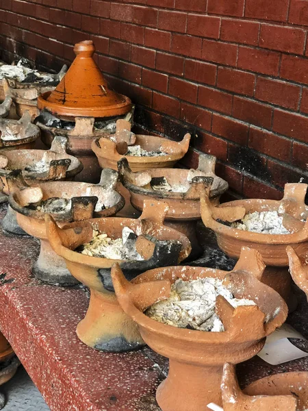 Uma Cozinha Restaurante Beira Estrada Perto Marrakech Marrocos Preenchida Com — Fotografia de Stock