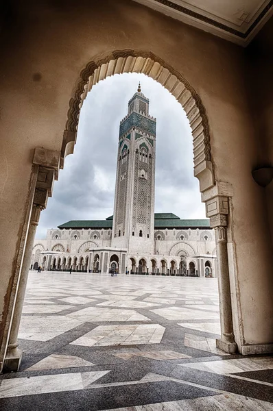 Blick Auf Die König Hassan Moschee Casablanca Marokko Durch Einen — Stockfoto