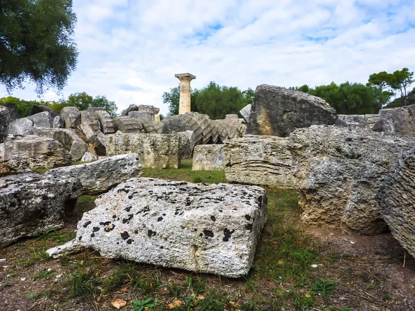 Olympia Griekenland Oktober 2017 Onderaanzicht Van Majestueuze Ruïnes Van Tempel — Stockfoto