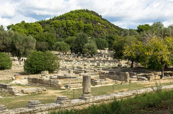 Antiguas Ruinas Del Yacimiento Arqueológico Olympia Peloponeso Grecia Antigüedad Los — Foto de Stock