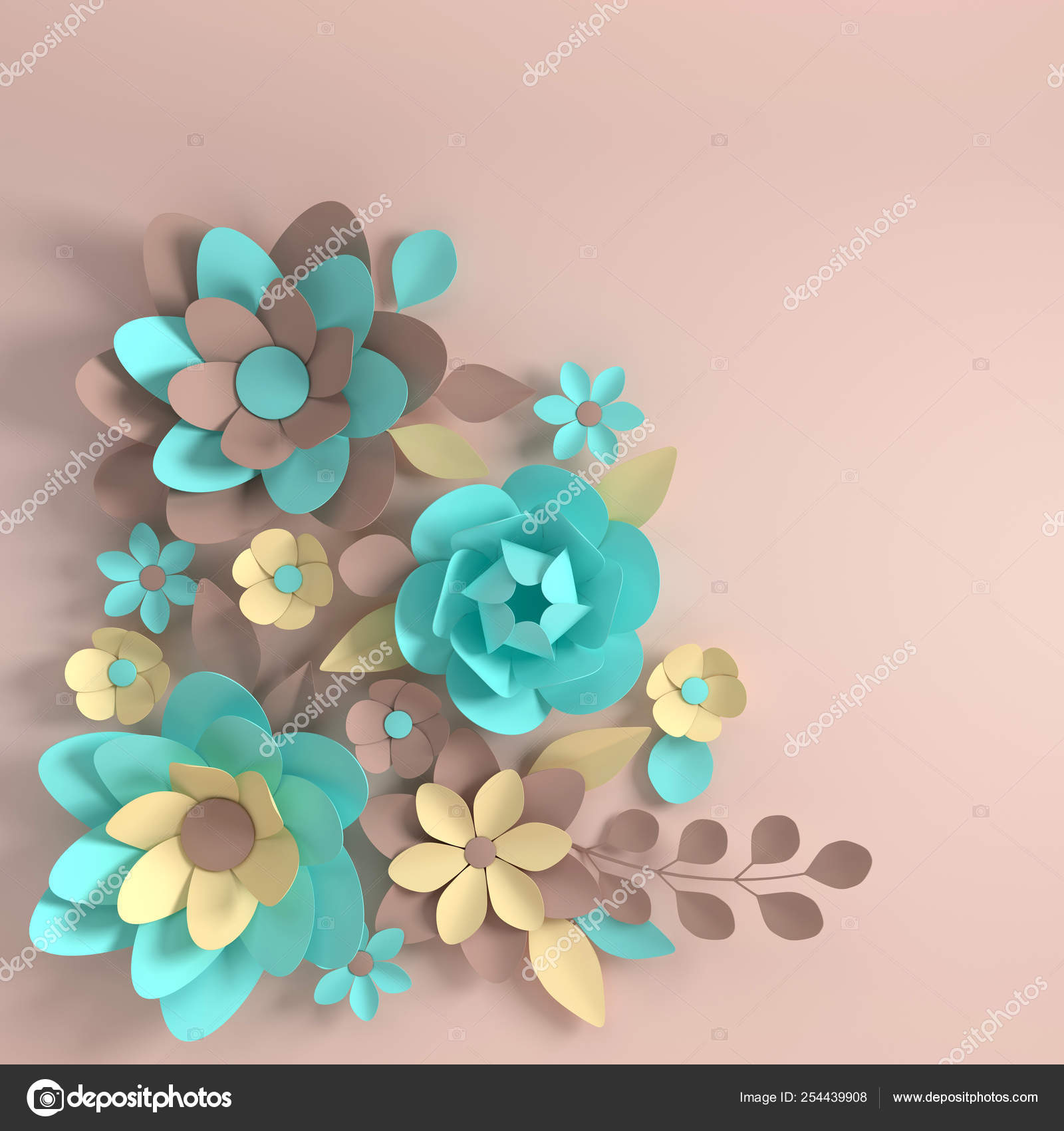 Paper elegant pastel colored flowers on beige background. Valent Stock Photo by ©Meranna 254439908 Paper elegant pastel colored flowers on beige background. Valent Stock Photo by ©Meranna 254439908