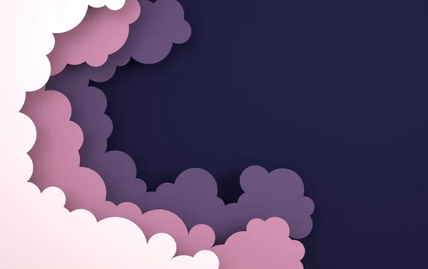 Paper art colorful fluffy clouds background with place for text.