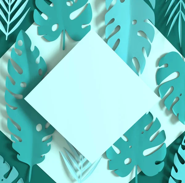 Tropical paper palm leaves. Summer tropical pastel colored leaf.