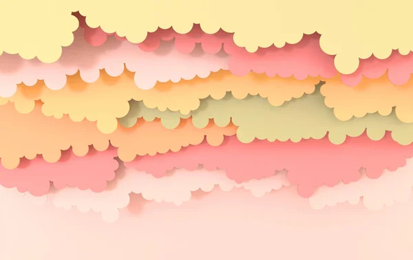 Paper art fluffy clouds. Modern 3d origami paper art style. 3d