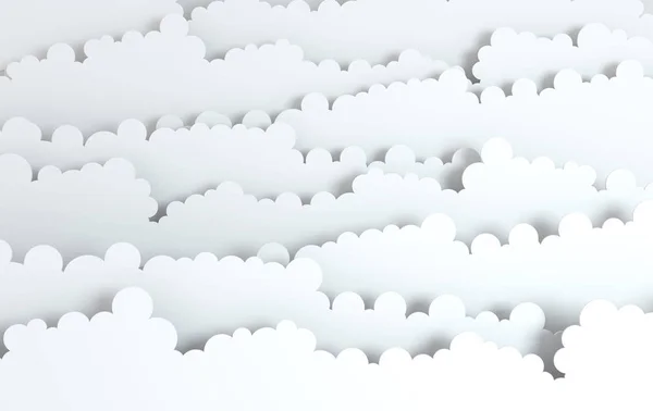 Paper art fluffy clouds. Modern 3d origami paper art style. 3d