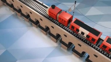 3D tren. Köprüde trafik vardı, denizin üzerindeki demiryolunda. Tam HD. Düşük yalan makinesi