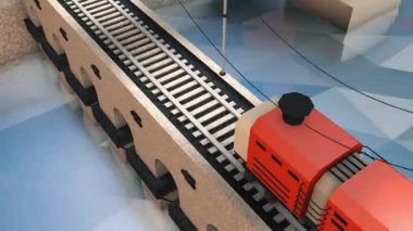 3D tren. Köprüde trafik vardı, denizin üzerindeki demiryolunda. Tam HD. Düşük yalan makinesi
