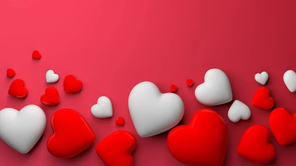 Red and white hearts. Background for postcards and presentations