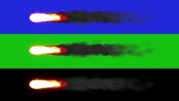 A flying meteorite on the chromakey. Blue, green, black. HD — Stock Video