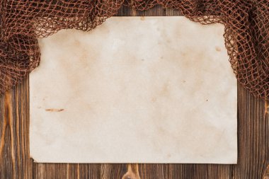 Eski Balık ağı ile ahşap arka plan