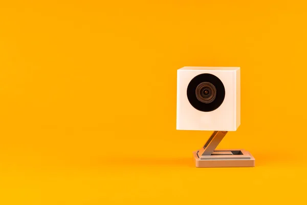 White Webcam Orange Background Object Internet Technology Concept — Stock Photo, Image