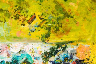 yağlı boya ile farklı renkteki yakın çekim. renkli akrilik. modern sanat kavramı. arka plan resmi.