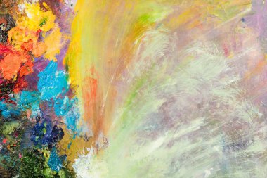 yağlı boya ile farklı renkteki yakın çekim. renkli akrilik. modern sanat kavramı. arka plan resmi.