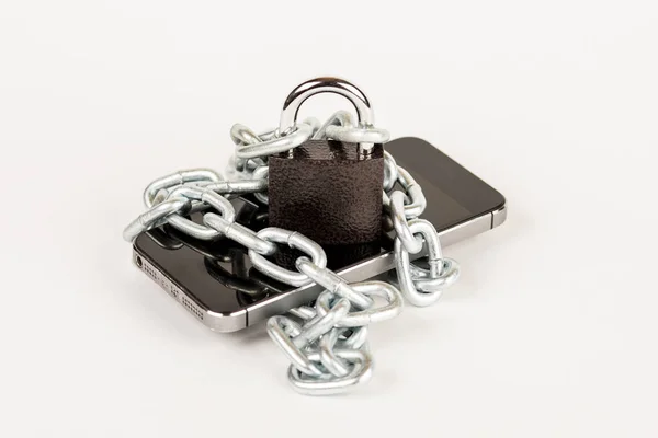 Inteligentny Telefon Łańcuchu Blokową Bezpieczeństwo Ochrona Danych Oprogramowanie — Zdjęcie stockowe